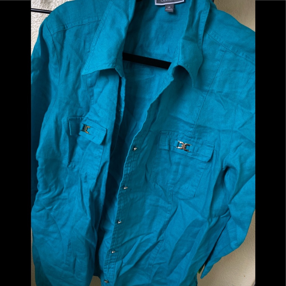 JM Collection Botton Down Blouse SZ 14